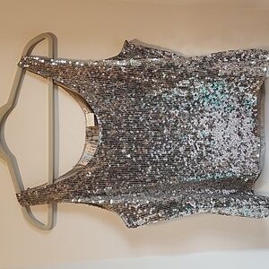 Vintage Miss Morgan Sequined Tank Camisole Top Silk Fully Lined Poly size XL